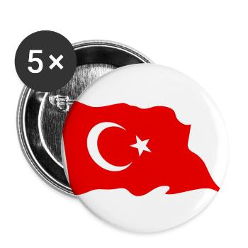 Türkei Fahne - Buttons groß 56 mm (5er Pack) - Weiß - Vorne