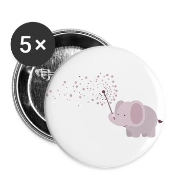 Elefant mit Pusteblume - Buttons groß 56 mm (5er Pack) - Weiß - Vorne