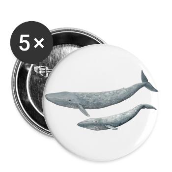 Blue Whale - Blue Whale - Baleine bleue - Lot de 5 grands badges (56 mm) - blanc - Devant