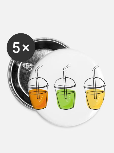 Getränke - Buttons groß 56 mm (5er Pack) - Weiß