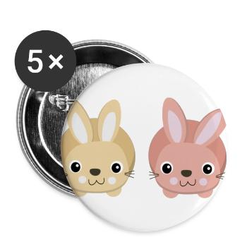 bunnies - Buttons large 2.2''/56 mm (5-pack) - white - Front