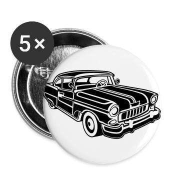 Chevy Cadilac / Muscle Car 02_schwarz weiß - Buttons groß 56 mm (5er Pack) - Weiß - Vorne