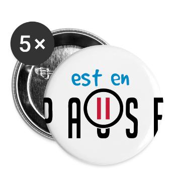 citation ajouter texte pause bouton humour famille - Lot de 5 grands badges (56 mm) - blanc - Devant