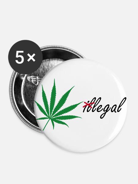 (il)legal Cannabis legalize it - Buttons groß 56 mm (5er Pack) - Weiß