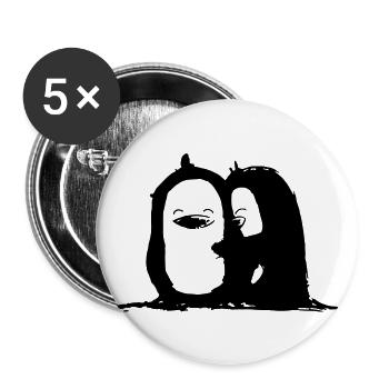 Penguin cuddle time - Buttons large 2.2''/56 mm (5-pack) - white - Front