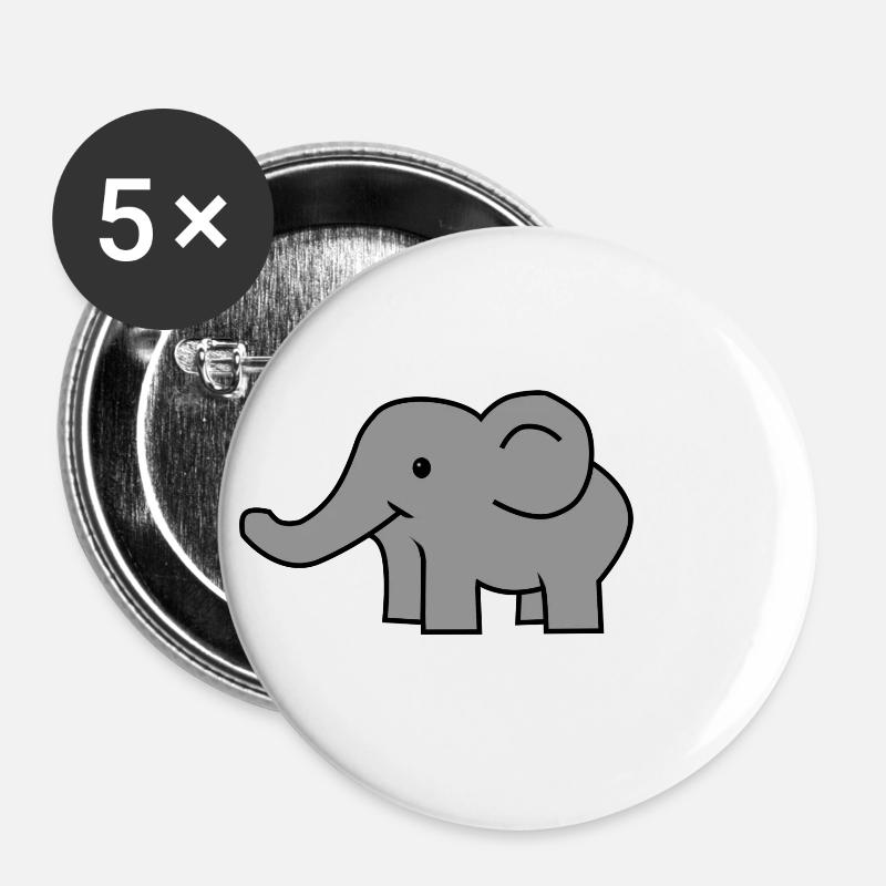 elephant - Buttons large 2.2''/56 mm (5-pack) - white