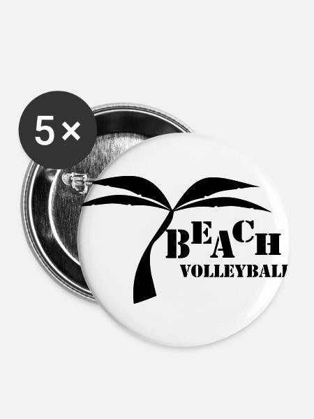 Beach volleyball - Buttons groß 56 mm (5er Pack) - Weiß