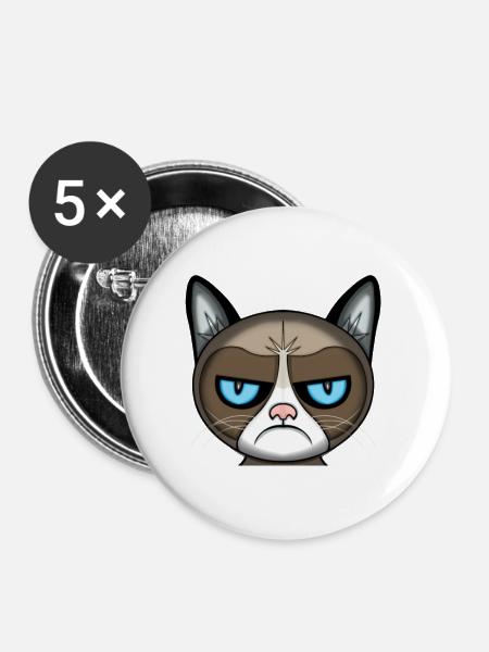 böse Katze - Buttons groß 56 mm (5er Pack) - Weiß