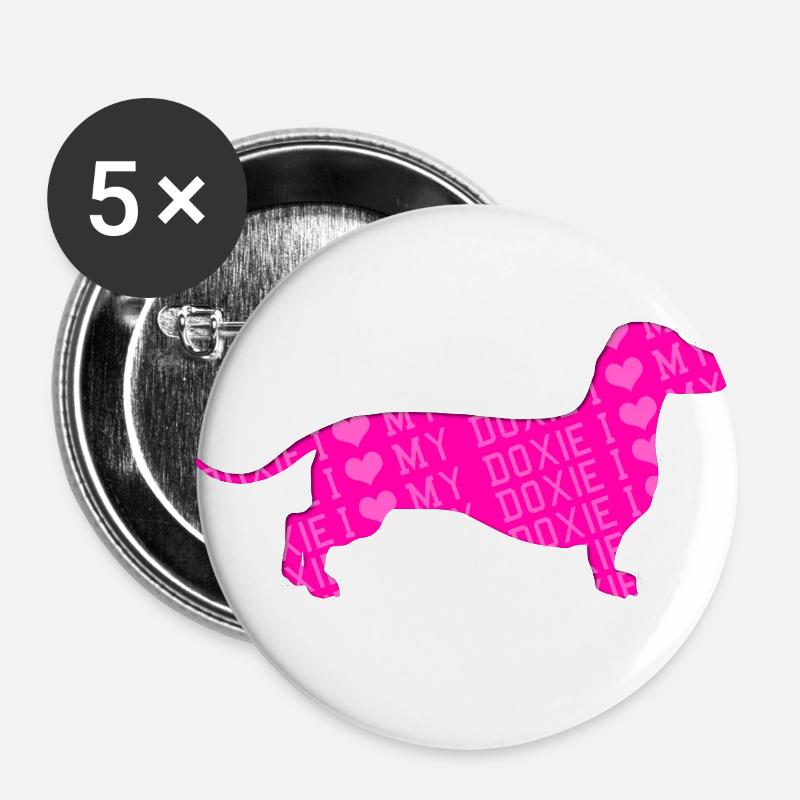 I love my Dachshund - Buttons large 2.2''/56 mm (5-pack) - white