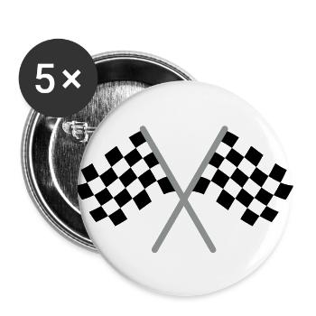 Drapeau à damiers Racing Team - Lot de 5 grands badges (56 mm) - blanc - Devant