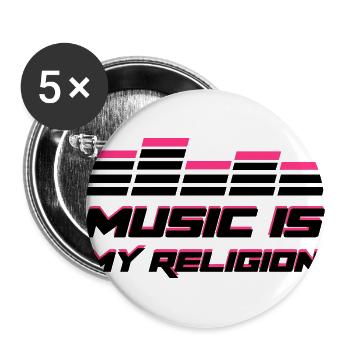 Music - Buttons groß 56 mm (5er Pack) - Weiß - Vorne
