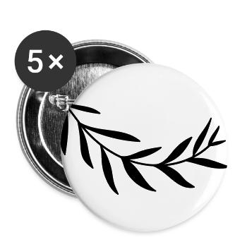 Ast Zweig Blatt Blätter Pflanze Natur Strauch Äste - Buttons groß 56 mm (5er Pack) - Weiß - Vorne