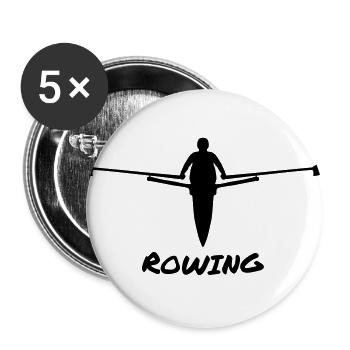 Rudern, Ruderer - Buttons groß 56 mm (5er Pack) - Weiß - Vorne