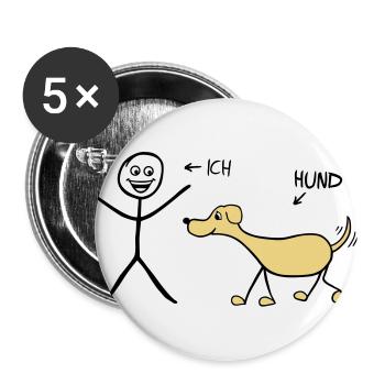 Ich und Hund - Buttons groß 56 mm (5er Pack) - Weiß - Vorne