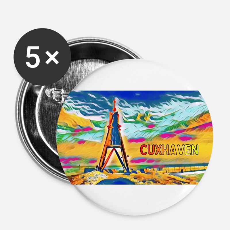 Cuxhaven Kugelbake - Buttons large 2.2''/56 mm (5-pack) - white