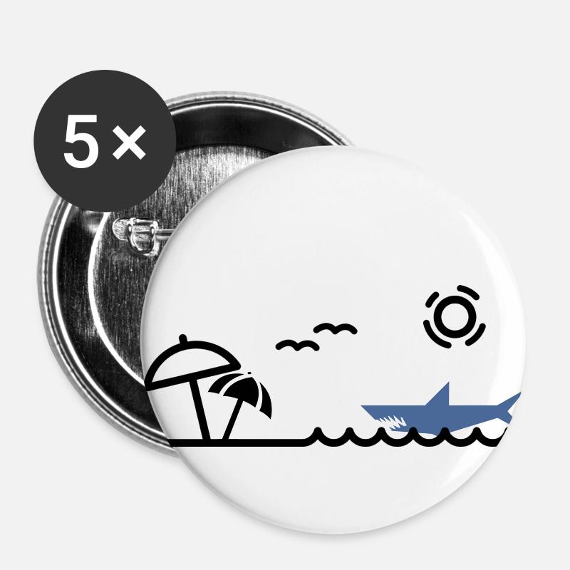Shark - Buttons large 2.2''/56 mm (5-pack) - white