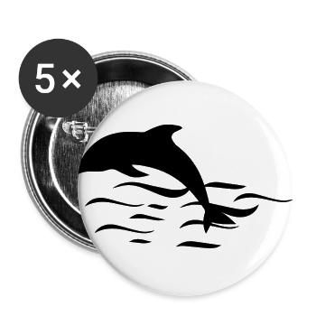 Dolphin Delfine - Buttons groß 56 mm (5er Pack) - Weiß - Vorne