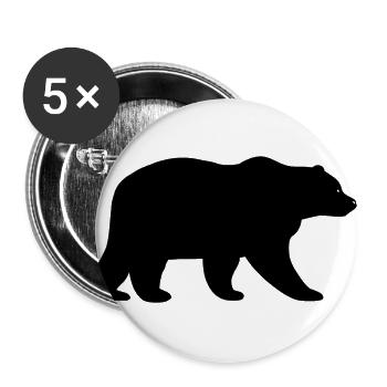 Ours noir - Lot de 5 grands badges (56 mm) - blanc - Devant
