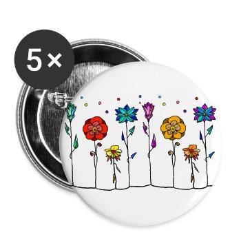 Blumen - Buttons groß 56 mm (5er Pack) - Weiß - Vorne