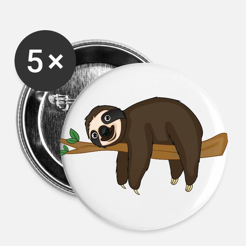Sloth - Buttons large 2.2''/56 mm (5-pack) - white