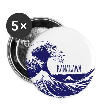 Große Kanagawa-Welle - Buttons groß 56 mm (5er Pack) - Weiß - Vorne