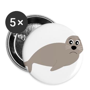 Seals, seals, seals, seals animals - Buttons large 2.2''/56 mm (5-pack) - white - Front