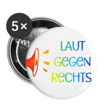 Laut gegen rechts Nr 03 - Buttons groß 56 mm (5er Pack) - Weiß - Vorne