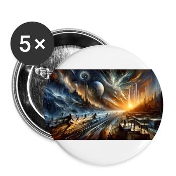Dawn of Epochs – Futuristic Dystopian Cave Art - Buttons large 2.2''/56 mm (5-pack) - white - Front