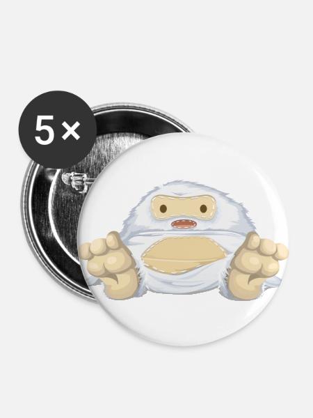 Yeti - Buttons groß 56 mm (5er Pack) - Weiß