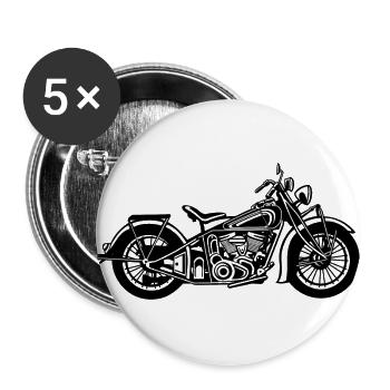 Chopper / Bobber Motorcycle 03_black - Buttons large 2.2''/56 mm (5-pack) - white - Front