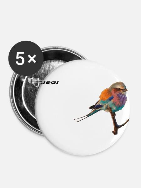 Vogel - Buttons groß 56 mm (5er Pack) - Weiß