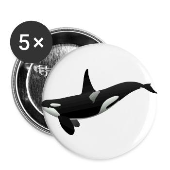 Orca - Lot de 5 grands badges (56 mm) - blanc - Devant