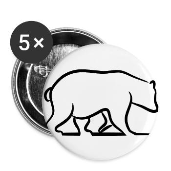 Brown Bear - Grizzly - Buttons large 2.2''/56 mm (5-pack) - white - Front