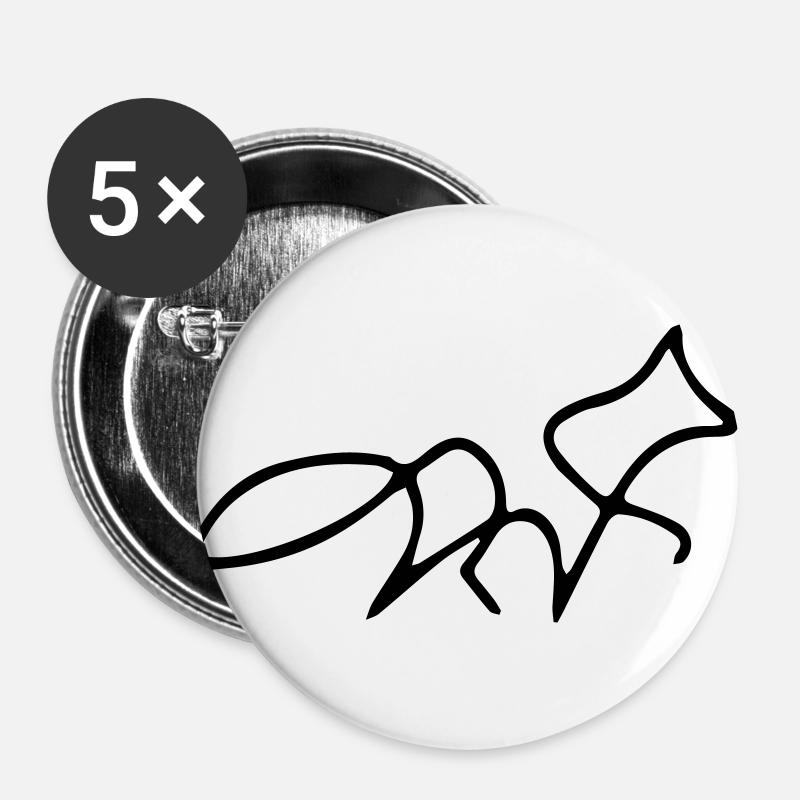 Fox oneline - Lot de 5 grands badges (56 mm) - blanc
