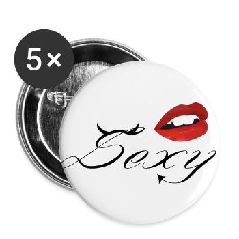 Red Lips Devil Mouth Kiss Gift - Buttons large 2.2''/56 mm (5-pack) - white - Front