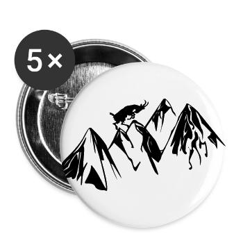 Montagne chèvre randonnée sommet cadeau idée cadeau - Lot de 5 grands badges (56 mm) - blanc - Devant
