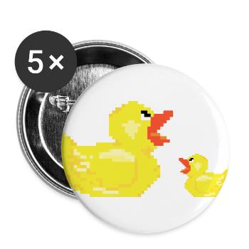 Duck mother with child chicks young gift duck - Buttons large 2.2''/56 mm (5-pack) - white - Front