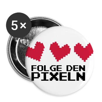 Folge den Pixeln! 8-Bit Retro - Buttons groß 56 mm (5er Pack) - Weiß - Vorne
