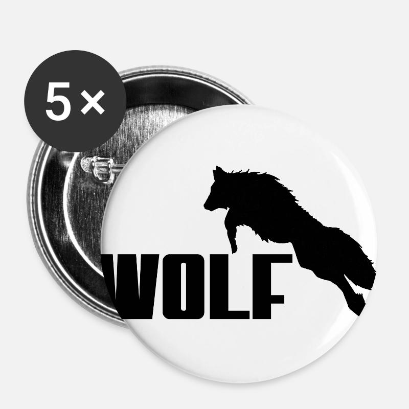 Wolf logo - Buttons large 2.2''/56 mm (5-pack) - white
