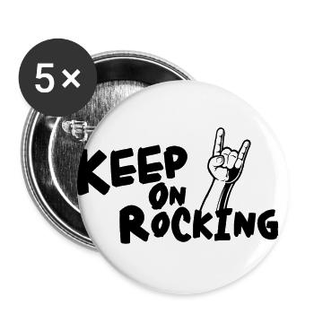 KEEP ON ROCKING !!!!!!! - Buttons groß 56 mm (5er Pack) - Weiß - Vorne