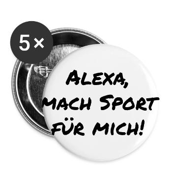 Alexa mach Sport für mich Geschenkidee - Buttons groß 56 mm (5er Pack) - Weiß - Vorne