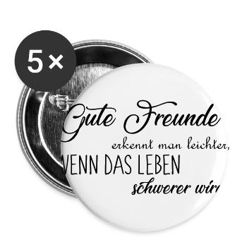 Gute Freunde erkennt man Freundschaft Geschenk - Buttons groß 56 mm (5er Pack) - Weiß - Vorne