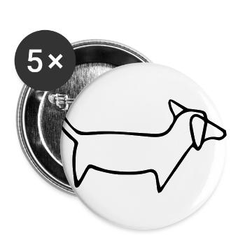 Dachshund minimalism drawing - Buttons large 2.2''/56 mm (5-pack) - white - Front