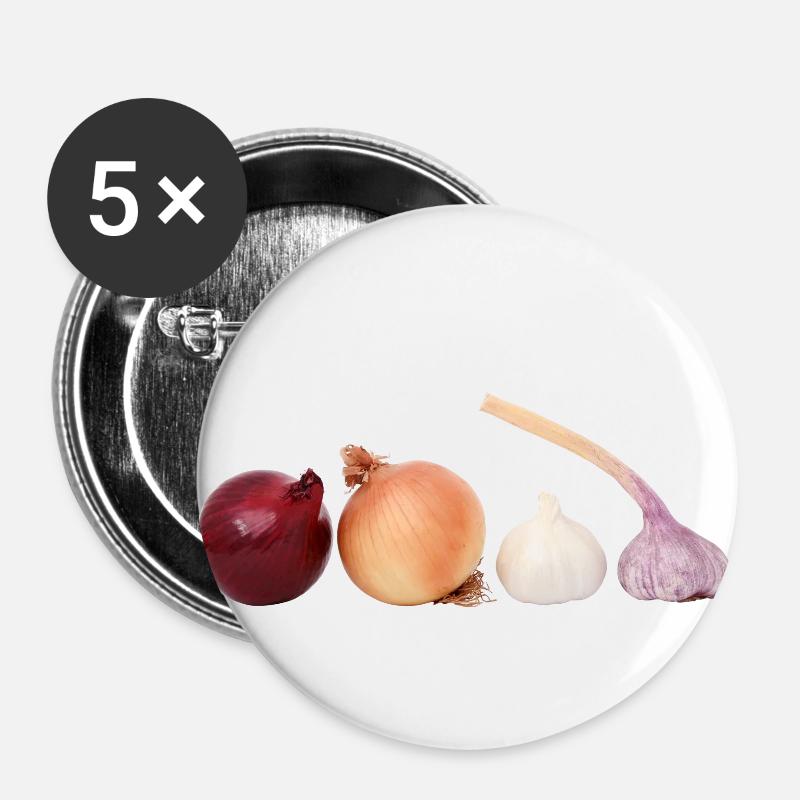 Onions garlic gift idea - Buttons large 2.2''/56 mm (5-pack) - white