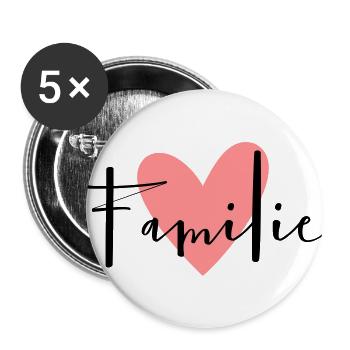 Famille coeur amour devise amitié - Lot de 5 grands badges (56 mm) - blanc - Devant