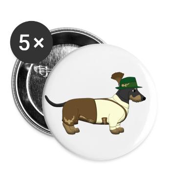 Der bayerische Dackel weißes Hemd - Buttons groß 56 mm (5er Pack) - Weiß - Vorne