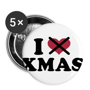 I hate Xmas Weihnachten - Buttons groß 56 mm (5er Pack) - Weiß - Vorne