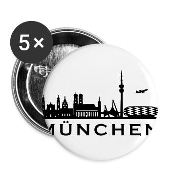Skyline München mit Schriftzug - Buttons groß 56 mm (5er Pack) - Weiß - Vorne