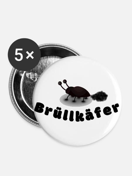 Brüllkäfer - Buttons groß 56 mm (5er Pack) - Weiß