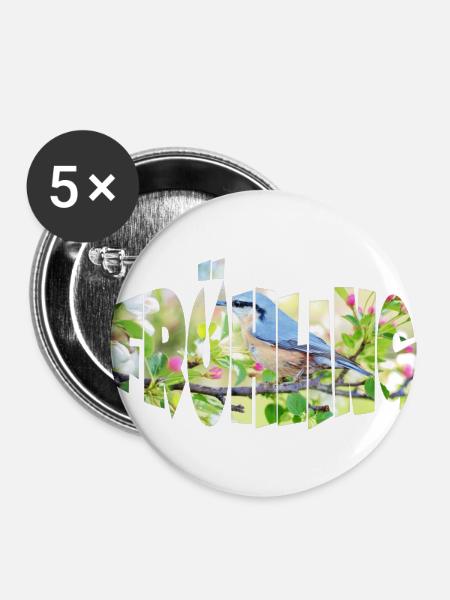 frühling 1 - Buttons groß 56 mm (5er Pack) - Weiß
